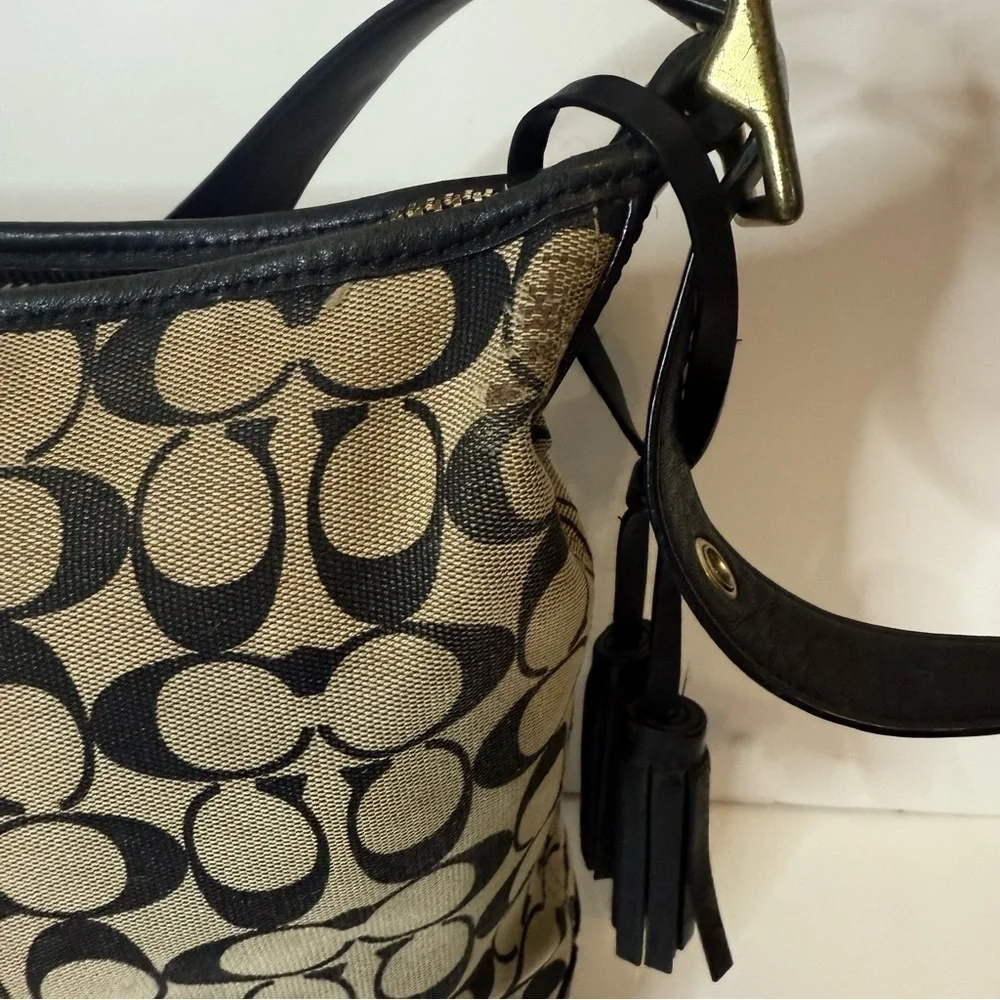 Coach Bleecker Black Legacy Duffle in Printed Signature C Logo Fabric Purse Bag - Picture 11 of 16